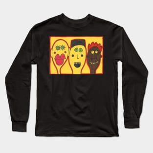 Three Friends on Yellow Long Sleeve T-Shirt